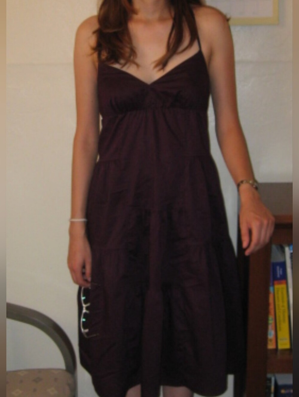 GAP Eggplant Tiered Spaghetti Strap Midi Dress - Picture 2 of 6